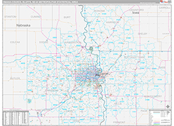 Omaha-Council Bluffs Metro Area Wall Map Premium Style 2026